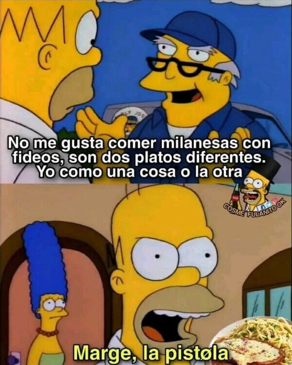 comida,fideos,milanesa