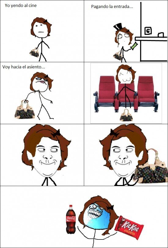 Menti - Una malota en el cine, con la comida traída desde casa