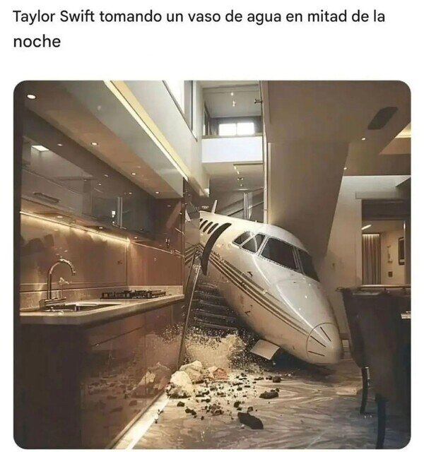 Meme_otros - Taylor Swift yendo por un vaso de agua