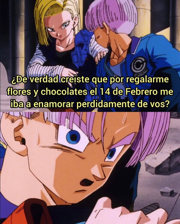 San Valent&iacute;n,regalar,rosas,amor,Androide,Dragon Ball
