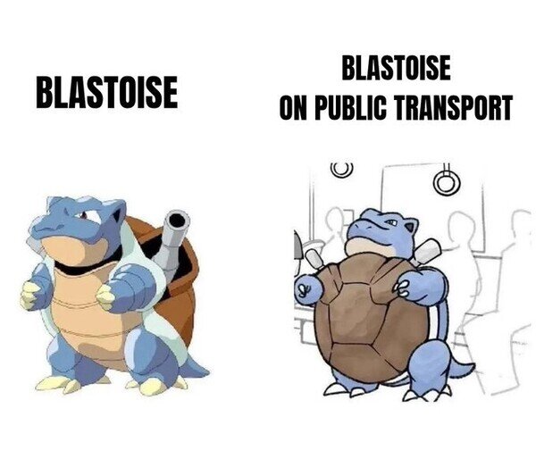 Meme_otros - Blastoise en el transporte público