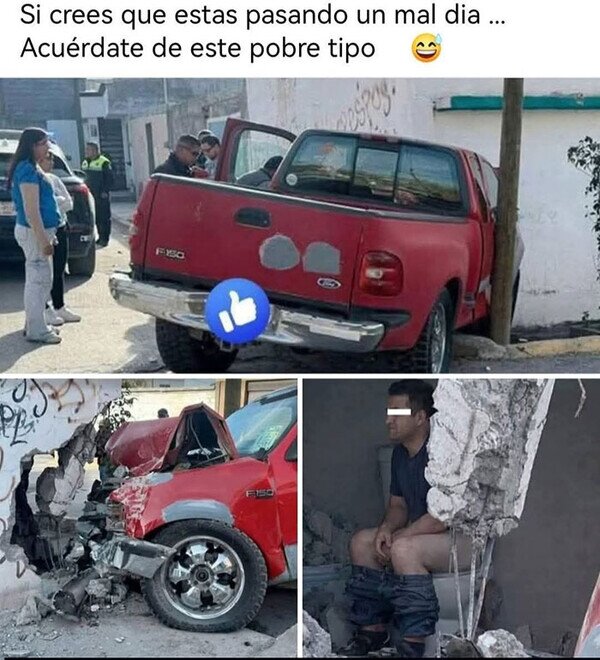 Meme_otros - El peor momento para que un coche se estrelle contra tu casa