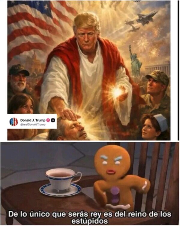 Meme_otros - Genial, ahora Trump se cree una espécie de semidios