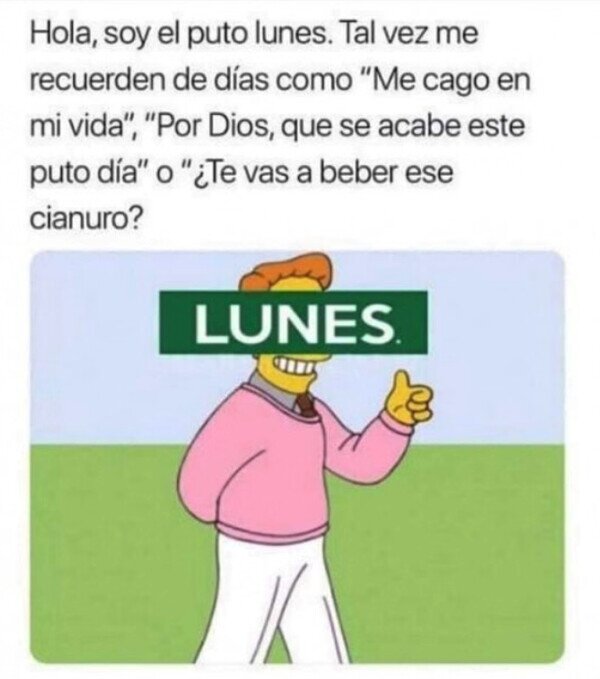 Meme_otros - Hola, soy un lunes