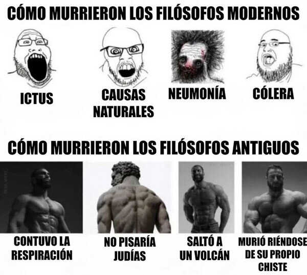Se iban de formas más originales filósofos,modernos,antiguos,muertes