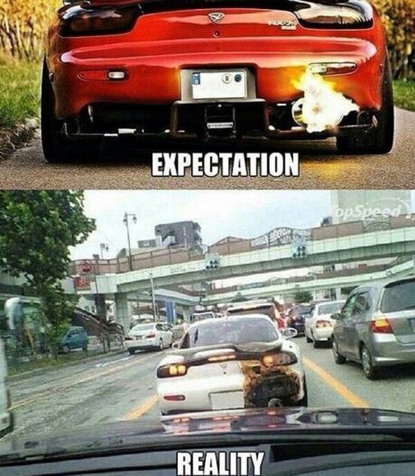 coche,fuego,expectativa,realidad