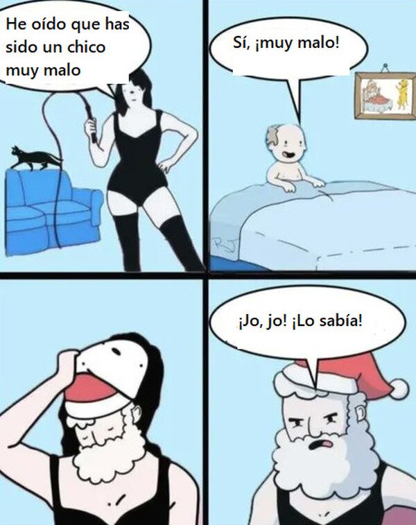 Papa Noel,malo,cama