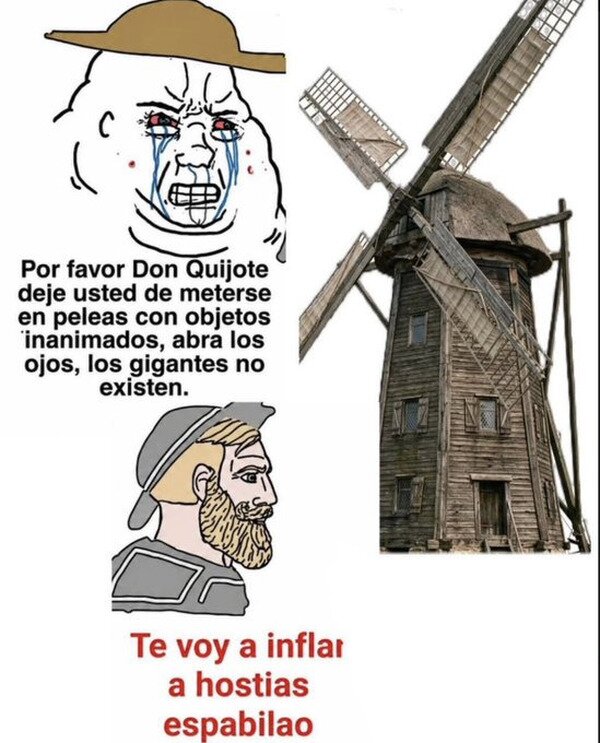 Meme_otros - Don Quijote y su cruzada contra los molinos