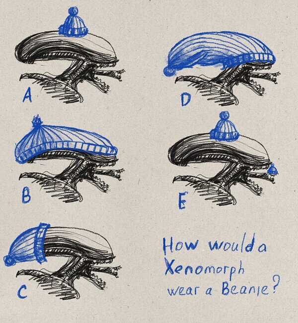 Meme_otros - ¿Cómo llevaría gorrito de lana un xenomorfo?