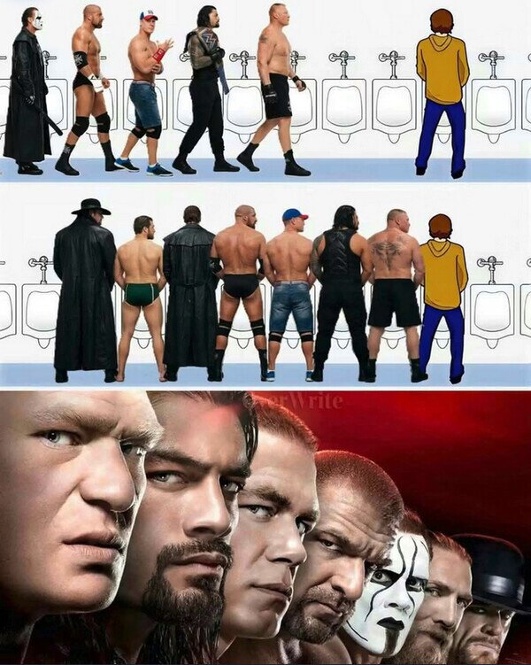 Meme_otros - Cuando vas a un baño en la WWE