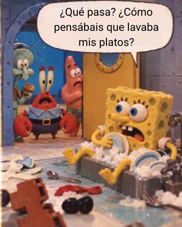 Bob Esponja,lavar,platos