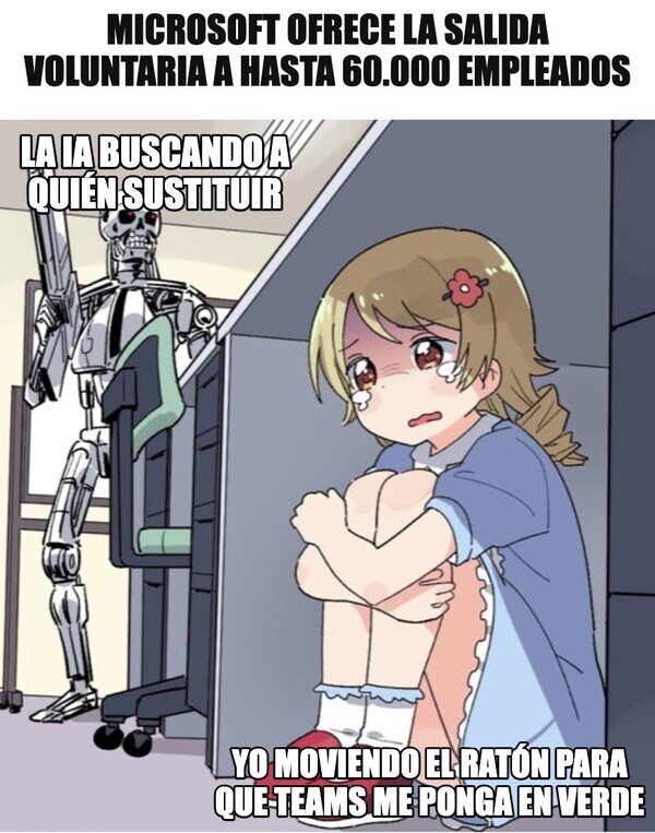 Meme_otros - Estrategia laboral para 2027: parecer ocupado más rápido que la IA