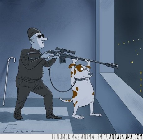 ciego,francotirador,perro