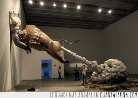 escultura,toro,pedo,hombre,resultado,desastre