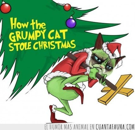 navidad,robar,gruñón,grumpy cat,gato,grinch