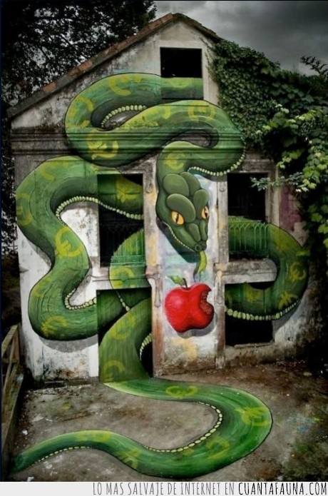 manzana,ventana,puerta,imaginacion,serpiente,arte,graffiti