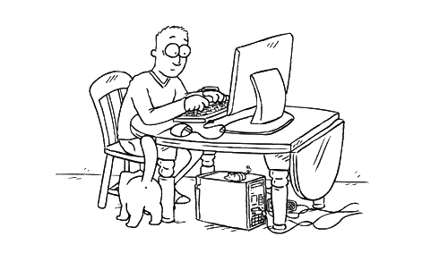 comic,dibujo,gato,molestar,ordenador,pantalla,raton,tierno