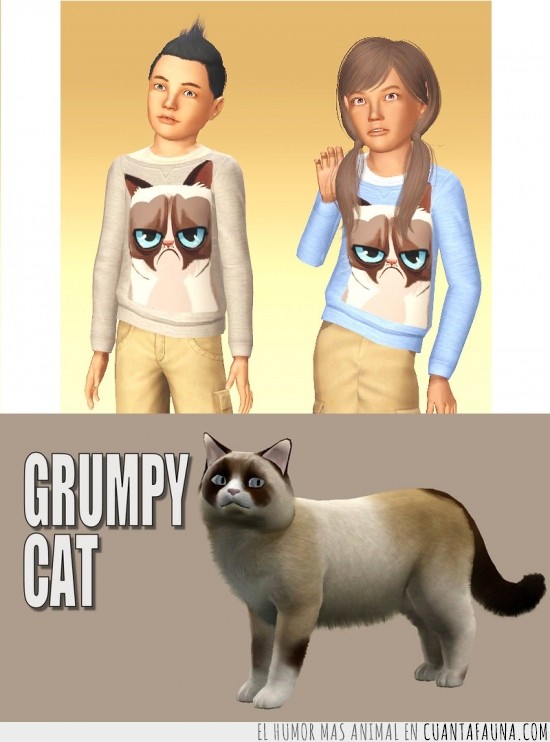grumpy cat,los sims 3,mascotas,videojuegos,gato gruñon
