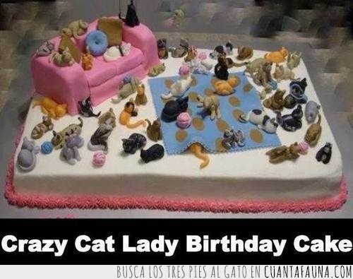 tarta,figuritas,gatos,loca,cumpleaños,pastel