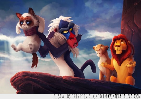rafiki,grumpy cat,rey,gato,mufasa,el rey león,mandril