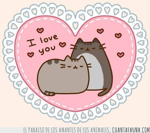 felicitación,corazones,amor,Pusheen Cat,San Valentín,enamorados,día,14 Febrero