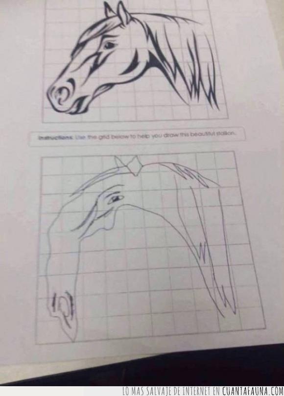 caballo,dibujar,dibujo,imitar,intentar