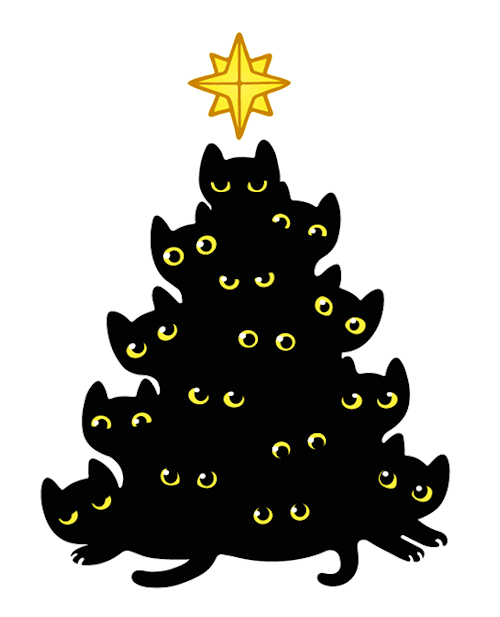 árbol de navidad,abeto,gatos negros