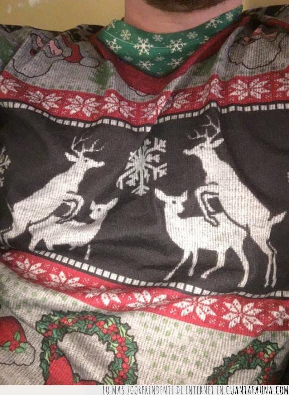 bordado,ciervos,jersey,montándose,navidad,sweater