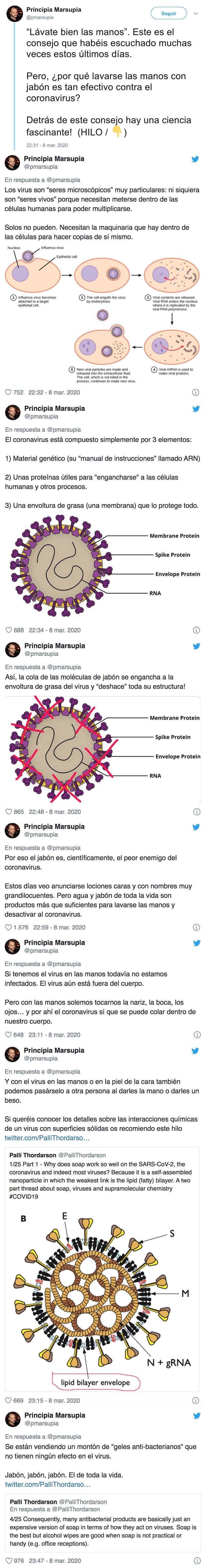 1851 - El hilo de Twitter que explica por qué lavarse bien las manos es tan efectivo contra el coronavirus