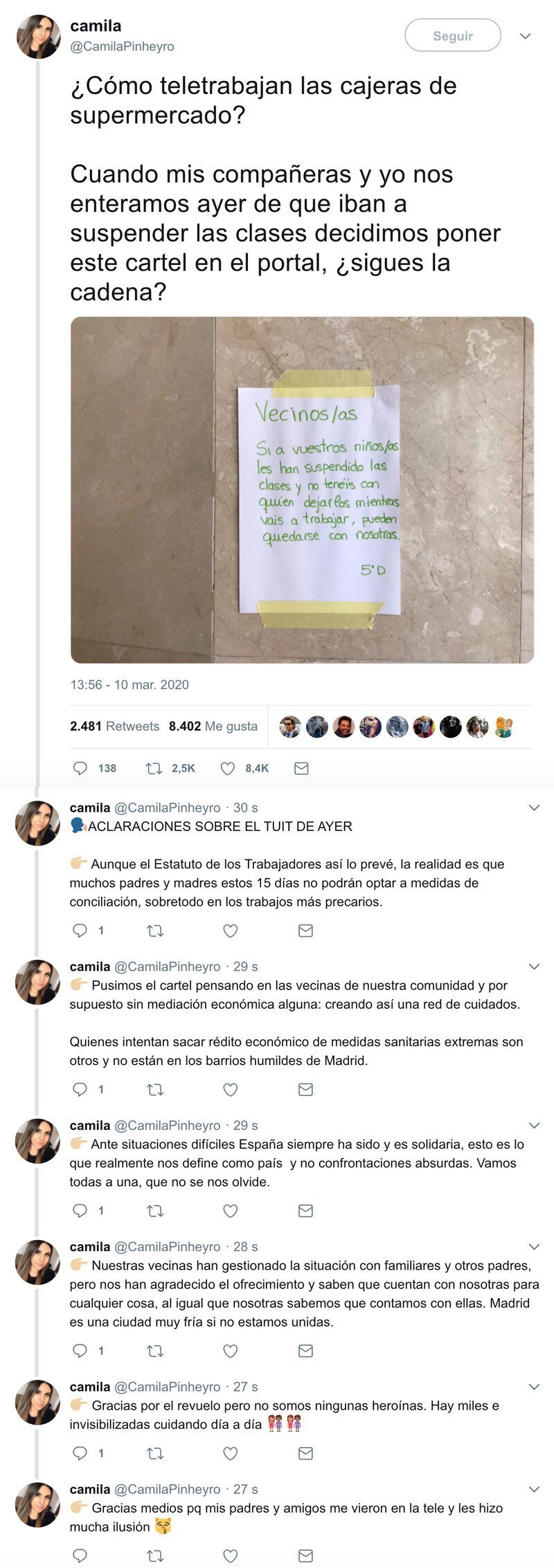 2043 - El cartel en un portal que da una auténtica lección en plena crisis del coronavirus