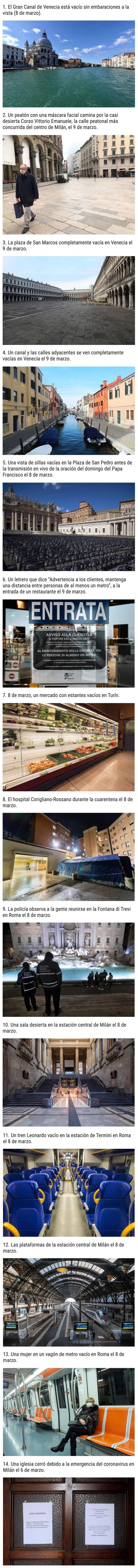 3456 - Fotografías que resumen cómo ha sido la cuarentena por el coronavirus al norte de Italia