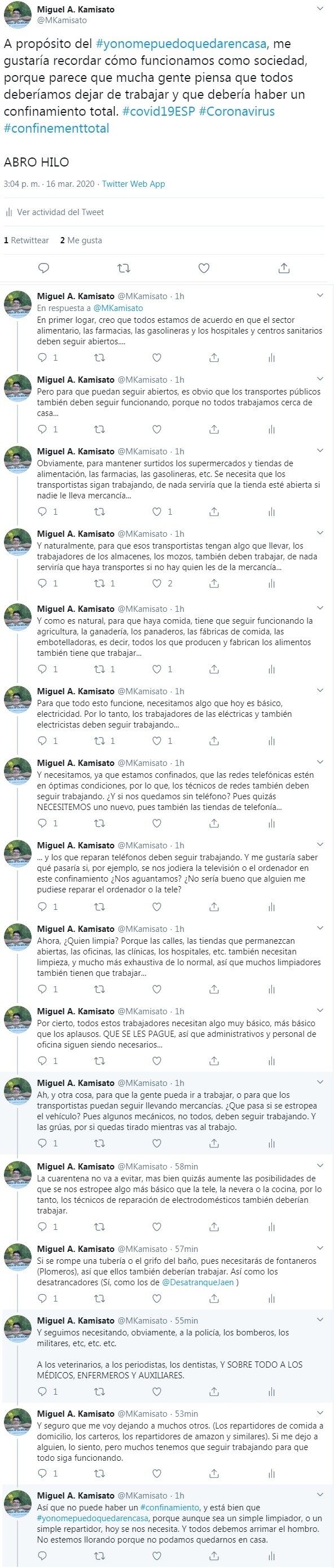 6113 - Hilo sobre el por qué no podemos quedarnos todos en casa, por @MKamisato