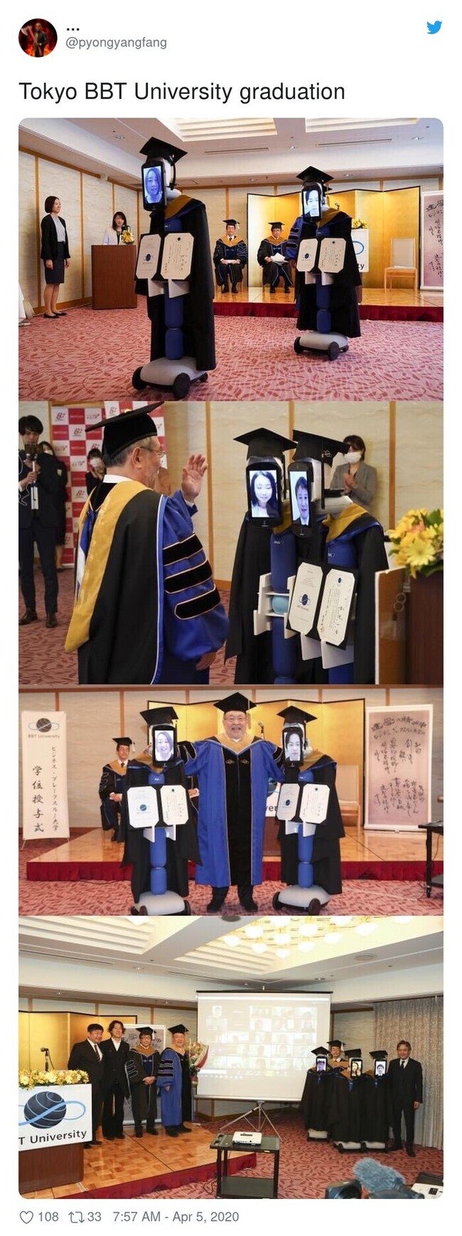 10984 - Estudiantes japoneses son reemplazados por robots en una ceremonia de graduación durante la pandemia