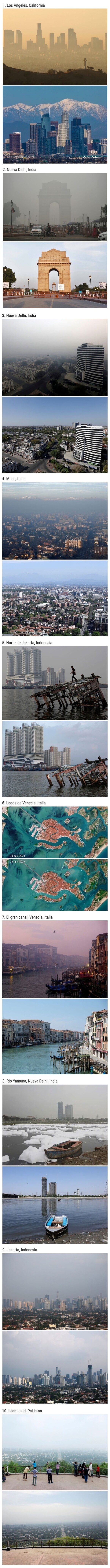 13414 - Comparaciones que muestran cómo la cuarentena ha reducido la contaminación en grandes ciudades