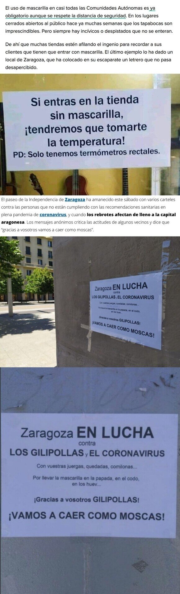18550 - El llamativo cartel en una tienda de Zaragoza para obligar al uso de mascarilla
