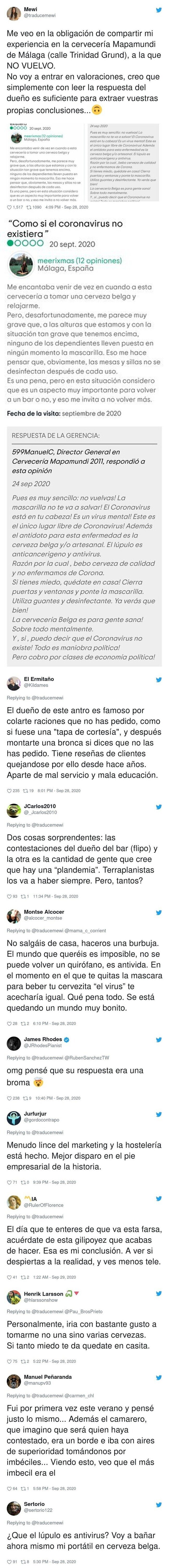 20015 - La alucinante respuesta del dueño de una cervecería a una crítica en Tripadvisor que ha dividido por completo las redes: 