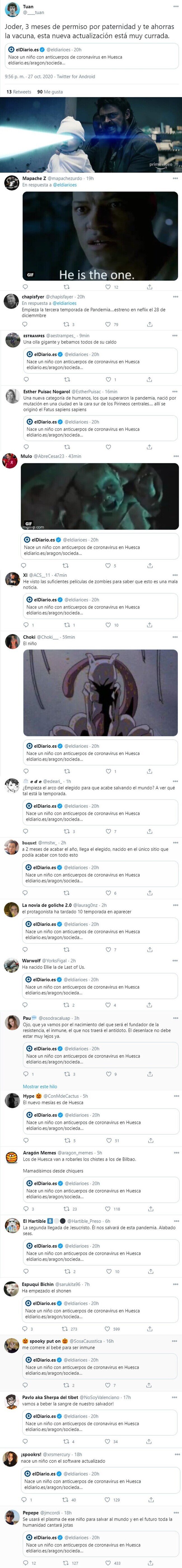 20418 - Nace un niño con anticuerpos de coronavirus en Huesca y desata el cachondeo absoluto en redes sociales