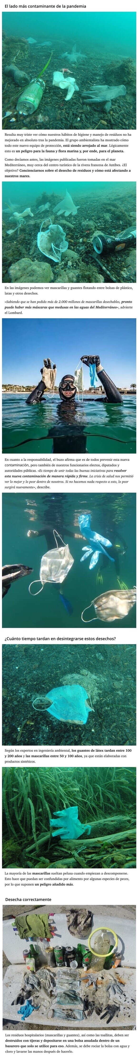 20983 - La vergonzosa consecuencia de la pandemia: el mar está lleno de mascarillas y guantes