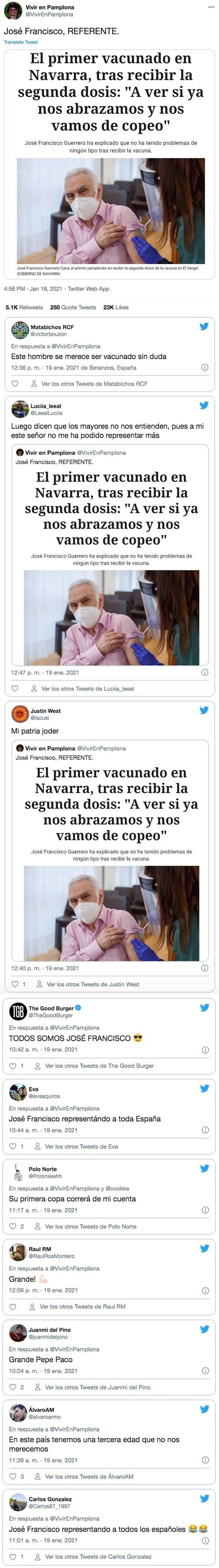 21731 - El primer vacunado en Navarra suelta una frase antológica tras recibir la segunda dosis y ya es ídolo de masas