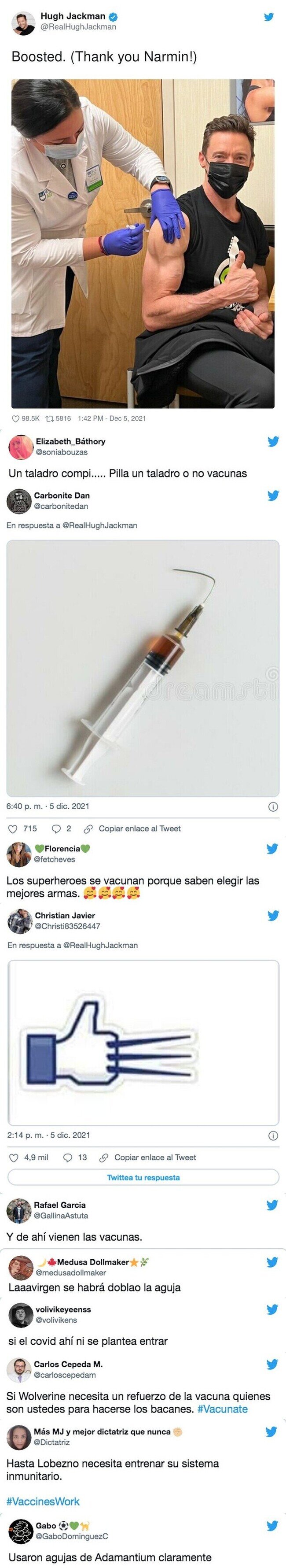 24142 - Hugh Jackman se vacuna y todos los comentarios van en la misma línea ante tal brazaco