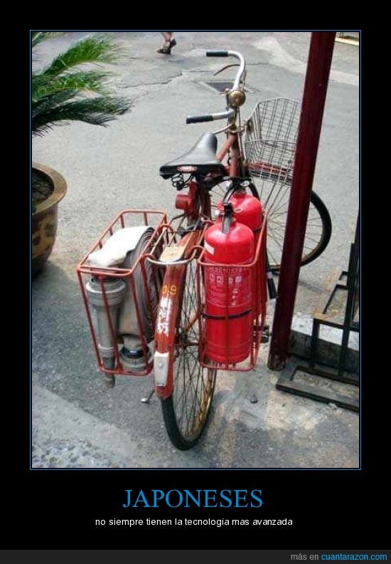 japoneses,bomberos,bici