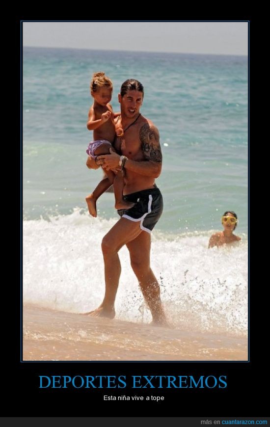 Sergio Ramos,playa,niña
