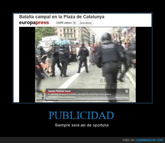 policía,plaza catalunya,manifestación,publicidad
