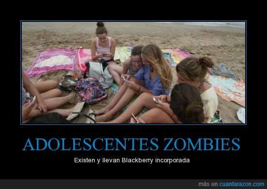 zombis,smartphones,playa,blackberry,adolescentes