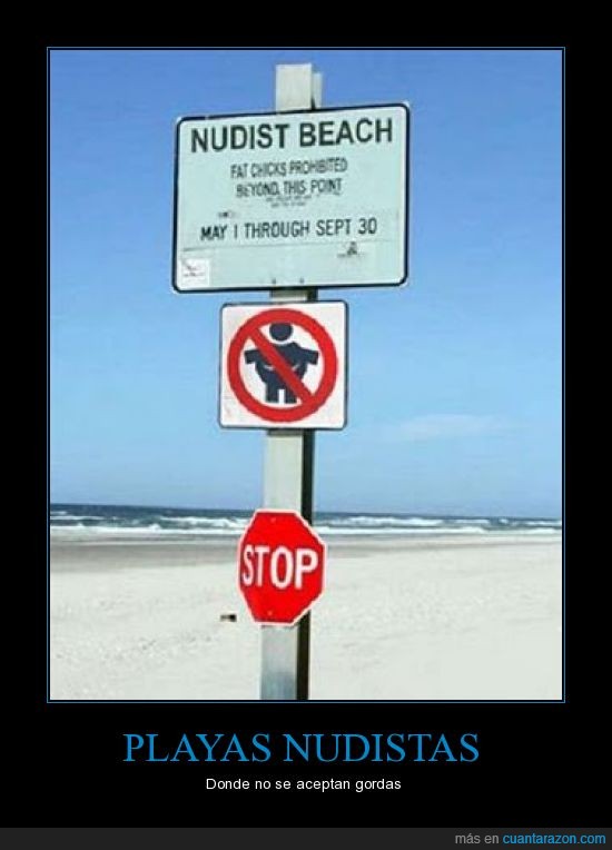 prohibir,gordas,nudista,playa