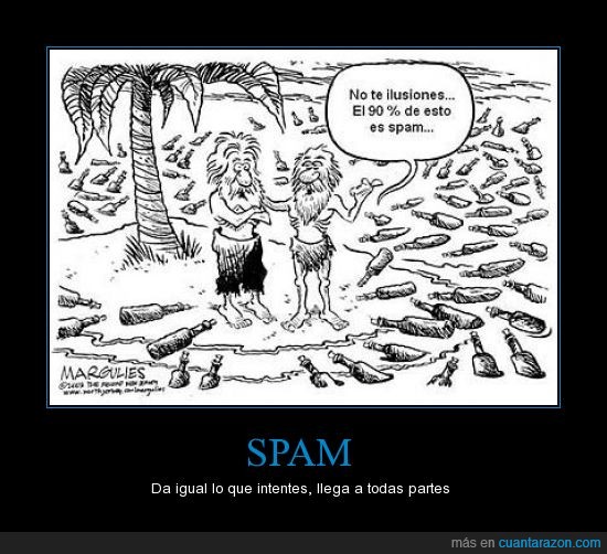 spam,naufrago,agua,palmera,botella,mensaje