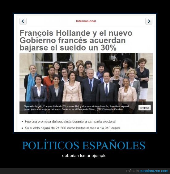España,políticos,crisis,francia,sueldos