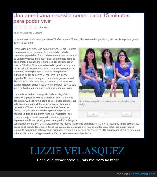 enfermedad,grima,Lizzie Velasquez,no engordar,rara