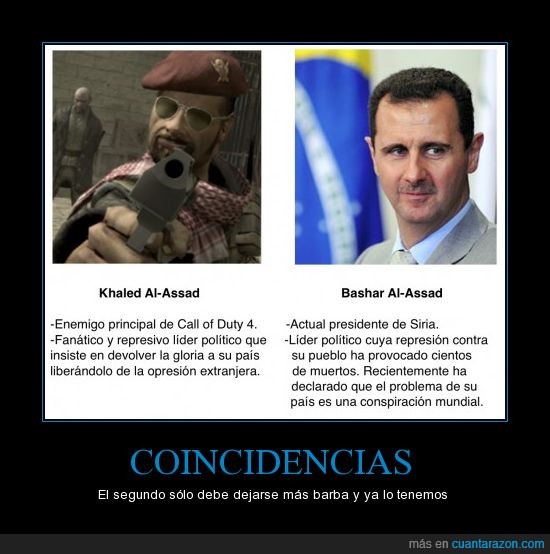 coincidencias,al-assad,call of duty,siria,presidente
