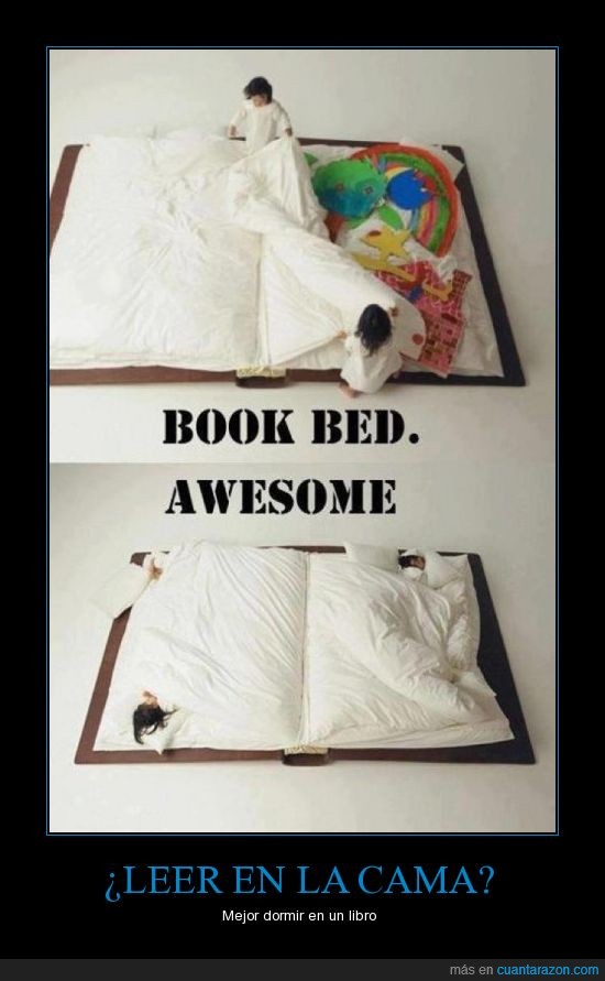 invento,leer,dormir,libro,cama,colchon,sabana